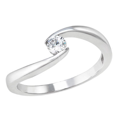 Stříbrný prsten s jedním zirkonem bílý 885009.1