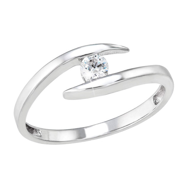 Stříbrný prsten s jedním zirkonem bílý 885010.1