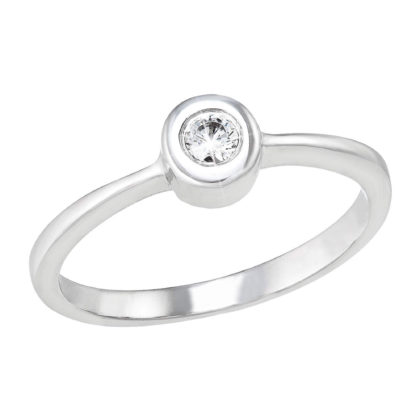 Stříbrný prsten s jedním zirkonem bílý 885011.1