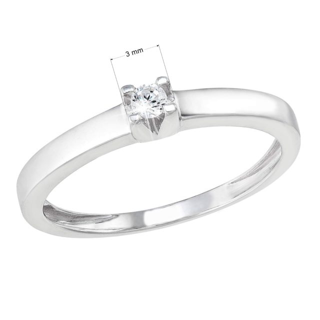 Stříbrný prsten s jedním zirkonem bílý 885012.1