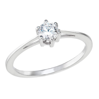 Stříbrný prsten s jedním zirkonem bílý 885013.1