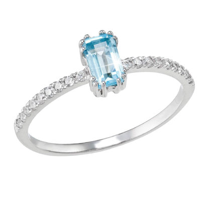 Stříbrný prsten se zirkony světle modrá 885020.3 sky blue