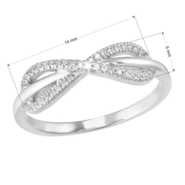 Stříbrný prsten se zirkony nekonečno bílý 885021.1