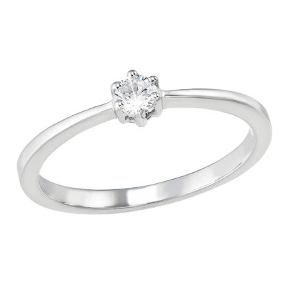 Stříbrný prsten s jedním zirkonem bílý 885033.1