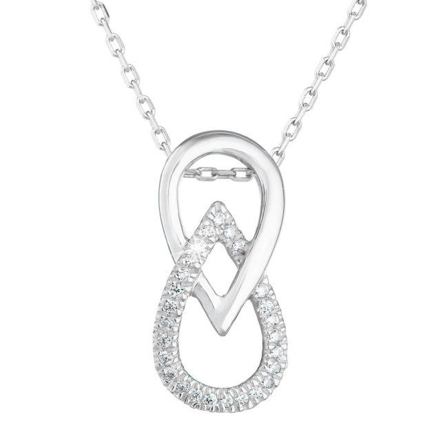 Stříbrný náhrdelník se zirkony bílý 882006.1