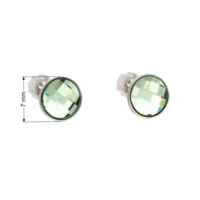Stříbrné náušnice pecka s krystaly Swarovski zelené kulaté 31137.3