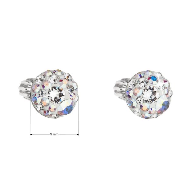 Stříbrné náušnice pecka s krystaly Swarovski ab efekt kulaté 31336.2