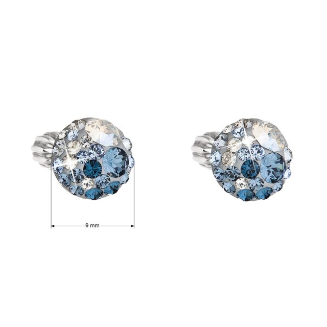 Stříbrné náušnice pecka s krystaly Swarovski modré kulaté 31336.3 ice blue