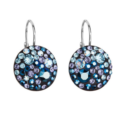 Stříbrné náušnice visací s krystaly Swarovski modré kulaté 31176.3 blue style