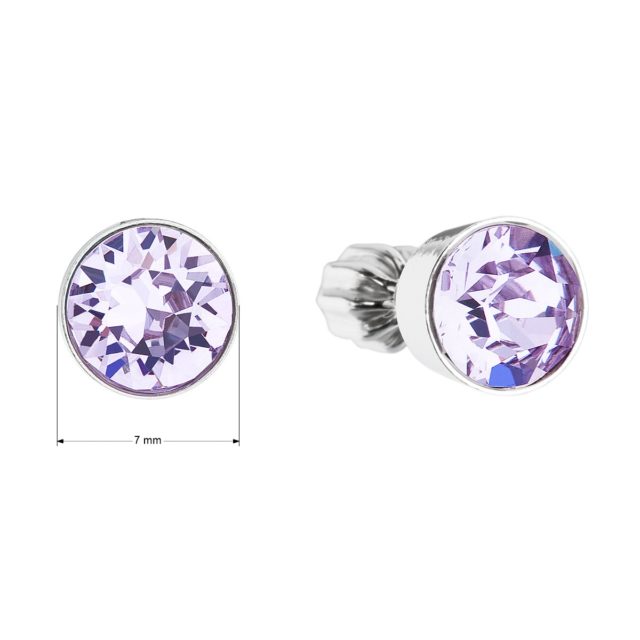 Stříbrné náušnice pecka se Swarovski krystaly fialové kulaté 31113.3 violet