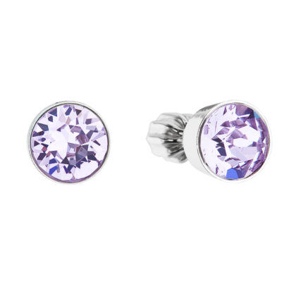 Stříbrné náušnice pecka se Swarovski krystaly fialové kulaté 31113.3 violet