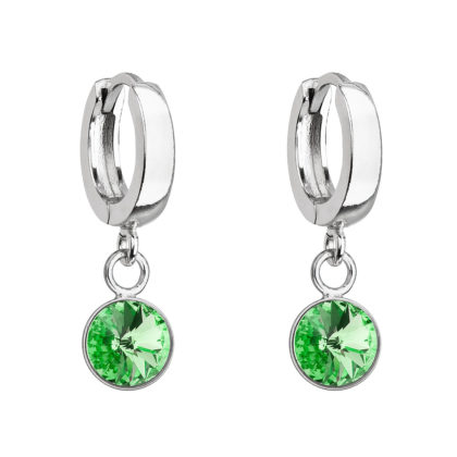 Stříbrné visací náušnice kroužky se Swarovski krystalem 31300.3 peridot