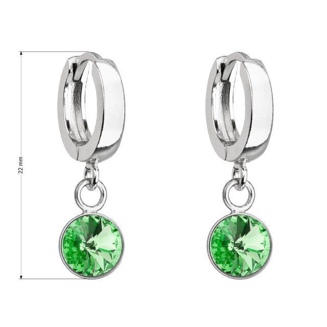 Stříbrné visací náušnice kroužky se Swarovski krystalem 31300.3 peridot