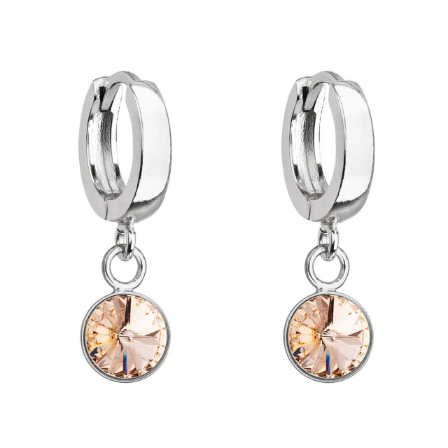 Stříbrné visací náušnice kroužky se Swarovski krystalem 31300.3 lt. peach