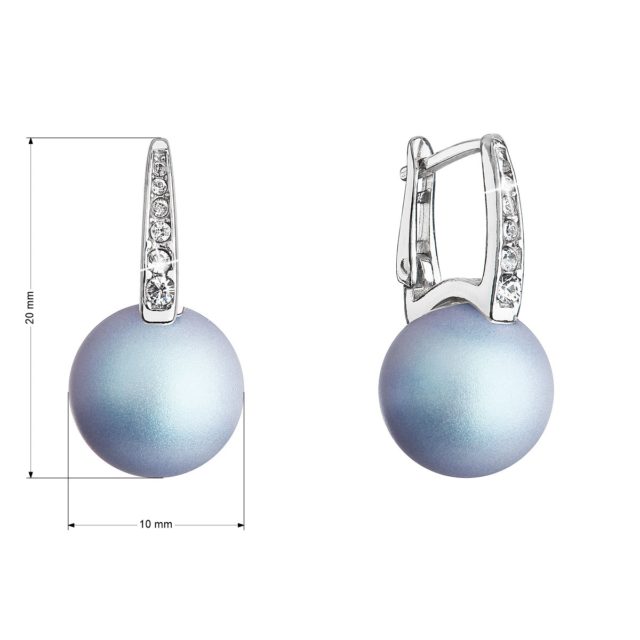 Stříbrné náušnice visací se Swarovski perlou a krystaly 31301.3 světle modré