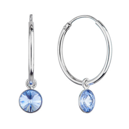 Stříbrné náušnice kruhy s modrým Swarovski krystalem 31309.3 lt. sapphire