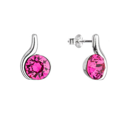 Stříbrné náušnice pecky se se Swarovski krystaly růžové 31313.3 fuchsia