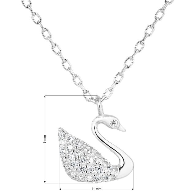 Stříbrný náhrdelník se zirkonem bílá labuť 12032.1