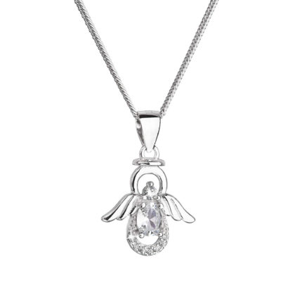 Stříbrný náhrdelník anděl s třpytivými zirkony 12043.1