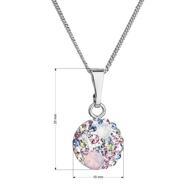 Stříbrný náhrdelník se Swarovski krystaly kulatý růžový 32086.3 magic rose