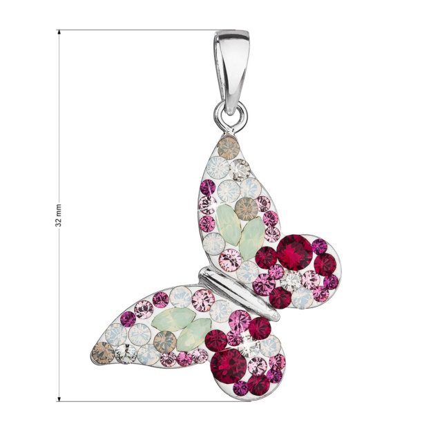 Stříbrný přívěsek s krystaly Swarovski červený motýl 34192.3 sweet love