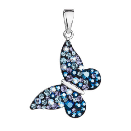 Stříbrný přívěsek s krystaly Swarovski modrý motýl 34192.3 blue style