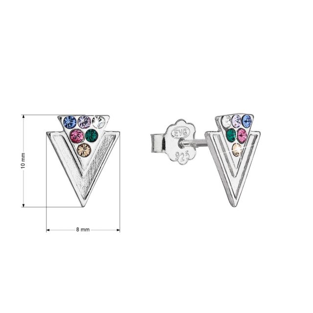 Stříbrné náušnice pecka s krystaly Swarovski multi 31226.3 multi