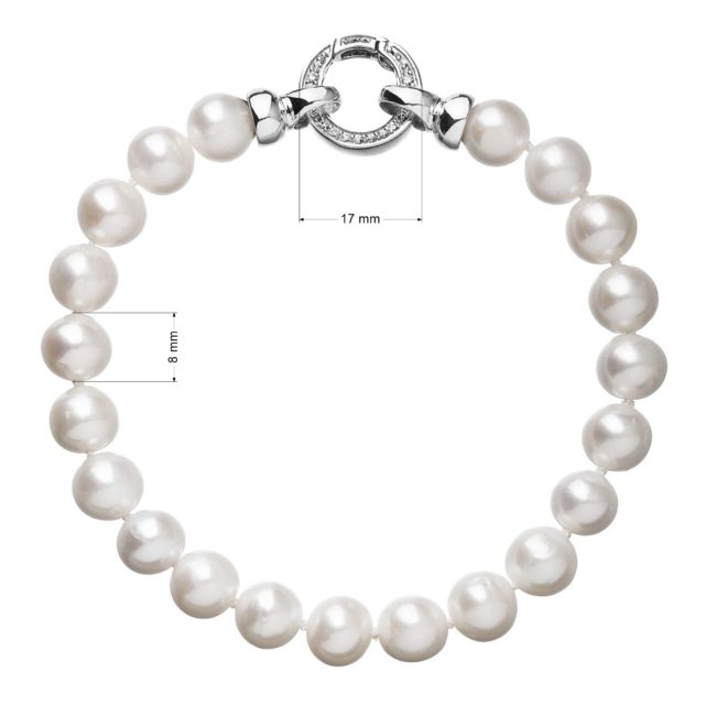 Perlový náramek z pravých říčních perel bílý 23030.1