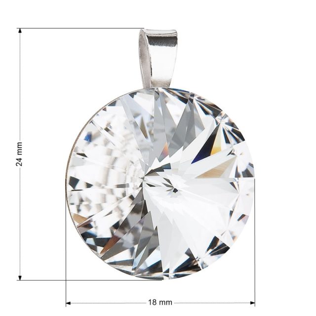 Stříbrný přívěsek s krystaly Swarovski bílý kulatý-rivoli 34071.1