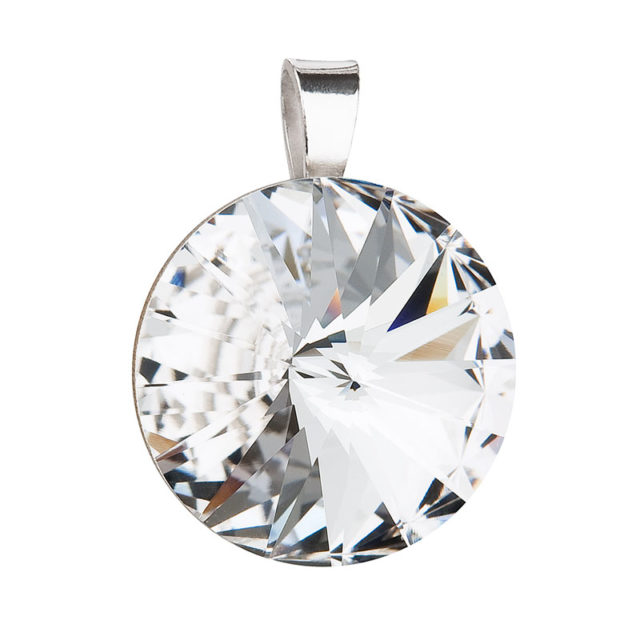 Stříbrný přívěsek s krystaly Swarovski bílý kulatý-rivoli 34071.1