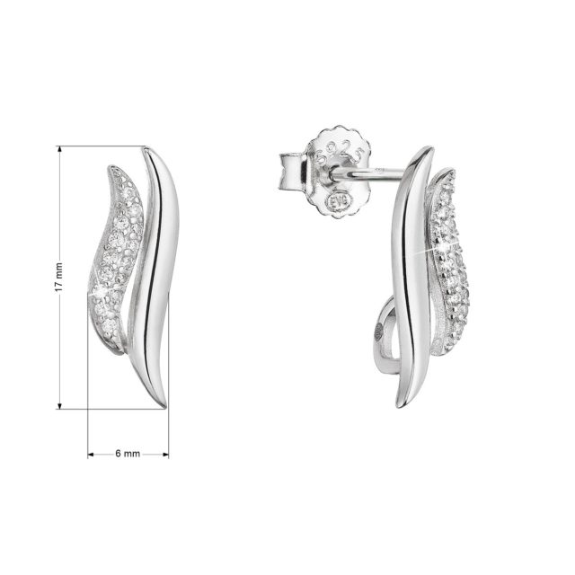 Stříbrné náušnice pecky s bílými zirkony 11446.1