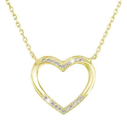 Pozlacený náhrdelník srdce s bílými zirkony 12010.1