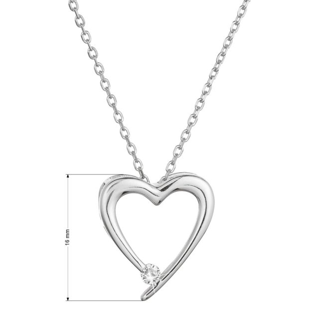 Stříbrný náhrdelník srdce s jedním zirkonkem 12053.1