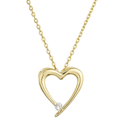 Pozlacený stříbrný náhrdelník srdce s jedním zirkonkem 12053.1