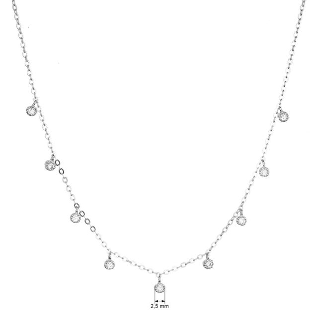 Stříbrný náhrdelník s 9 malými kulatými zirkonky 12056.1 crystal