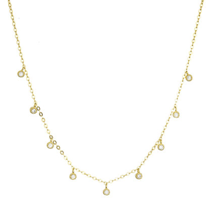 Pozlacený stříbrný náhrdelník s 9 malými kulatými zirkonky 12056.1. crystal