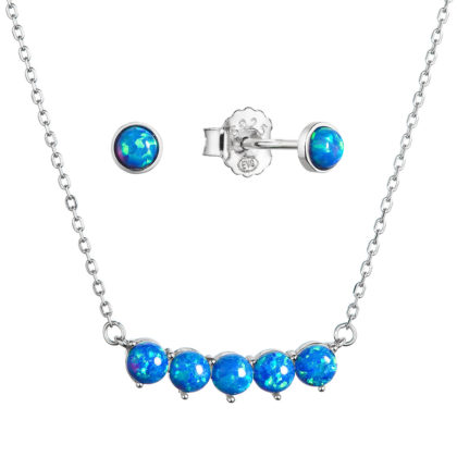 Sada šperků se syntetickými opály modré kulaté 19035.3 blue