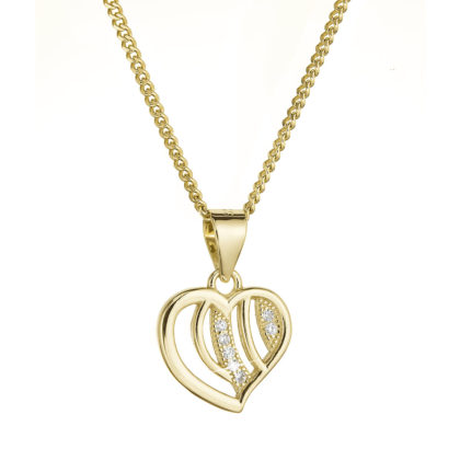 Pozlacený stříbrný náhrdelník srdce se zirkony 12074.1