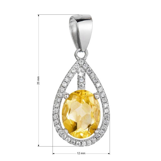 Stříbrný přívěsek slza žlutý zirkon 14034.3 citrine