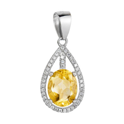 Stříbrný přívěsek slza žlutý zirkon 14034.3 citrine