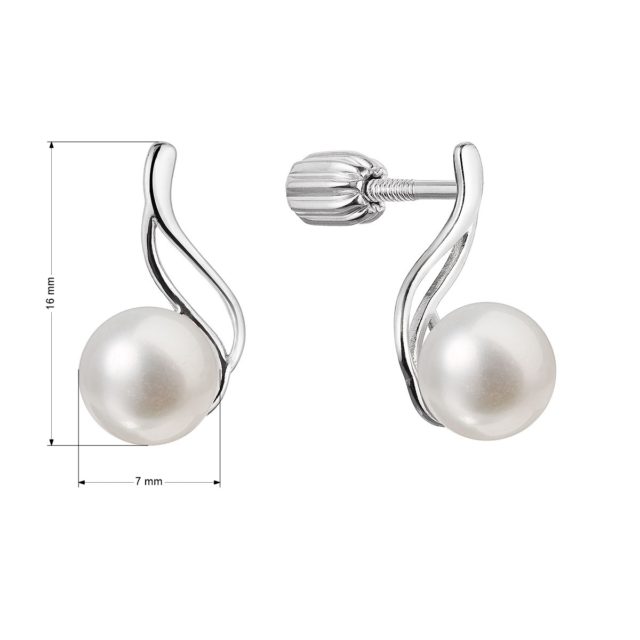 Stříbrné náušnice pecky s říční perlou bílá 21102.1B