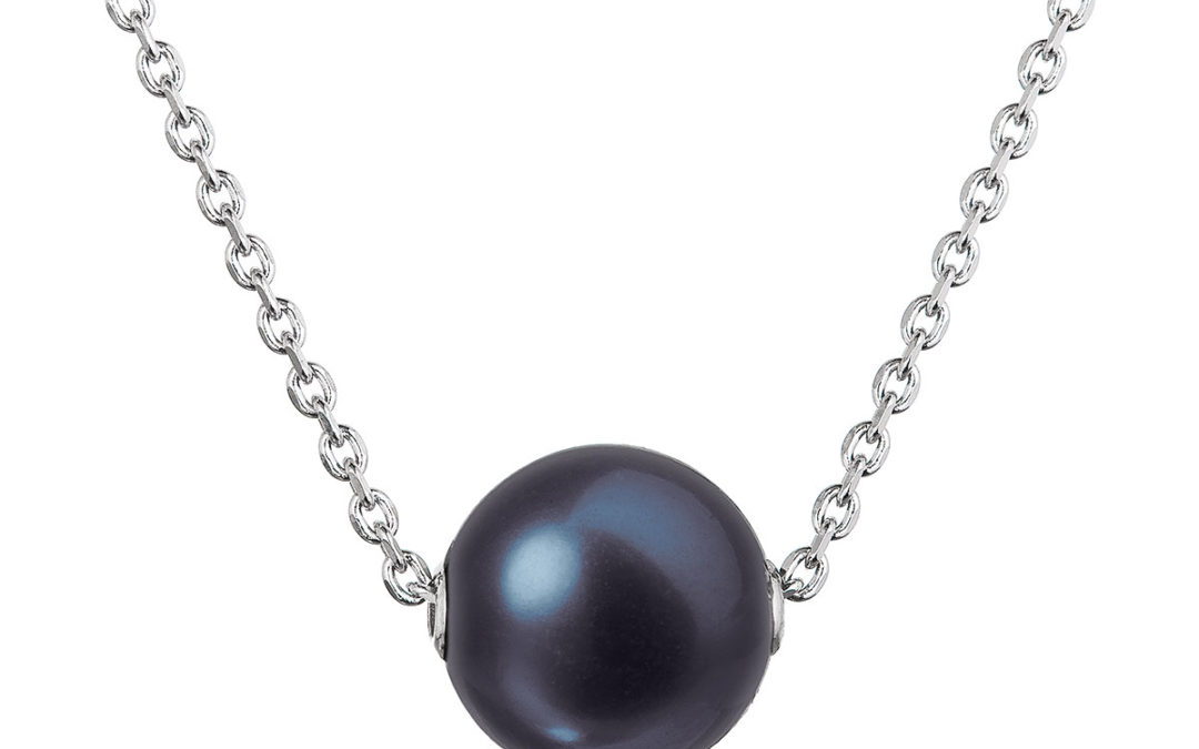Stříbrný náhrdelník s pevnou modrou říční perlou na řetízku 22047.3 peacock