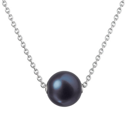 Stříbrný náhrdelník s pevnou modrou říční perlou na řetízku 22047.3 peacock