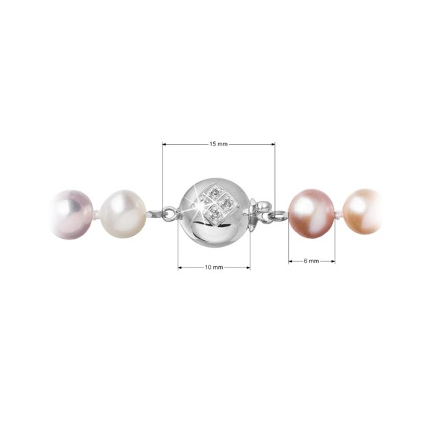 Perlový náhrdelník z říčních perel se zapínáním z bílého 14 karátového zlata 822004.3/9270B multi