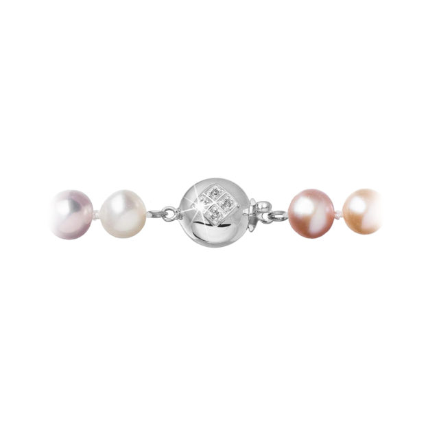 Perlový náhrdelník z říčních perel se zapínáním z bílého 14 karátového zlata 822004.3/9270B multi