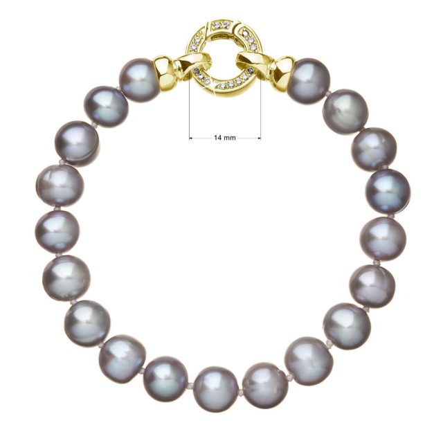 Perlový náramek z pravých říčních perel šedý 23010.3 grey