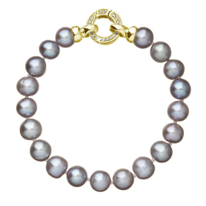Perlový náramek z pravých říčních perel šedý 23010.3 grey