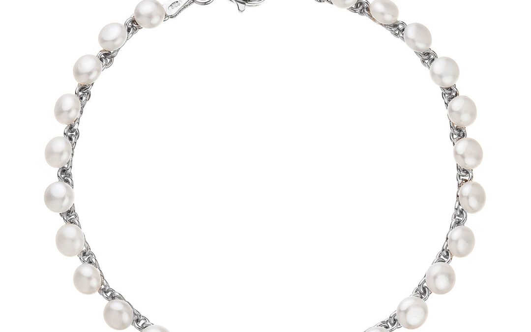 Perlový náramek z pravých říčních perel na řetízku 23016.1