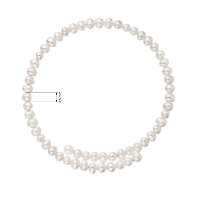 Stříbrný náramek bílé říční perličky na paměťovém drátku 23020.1