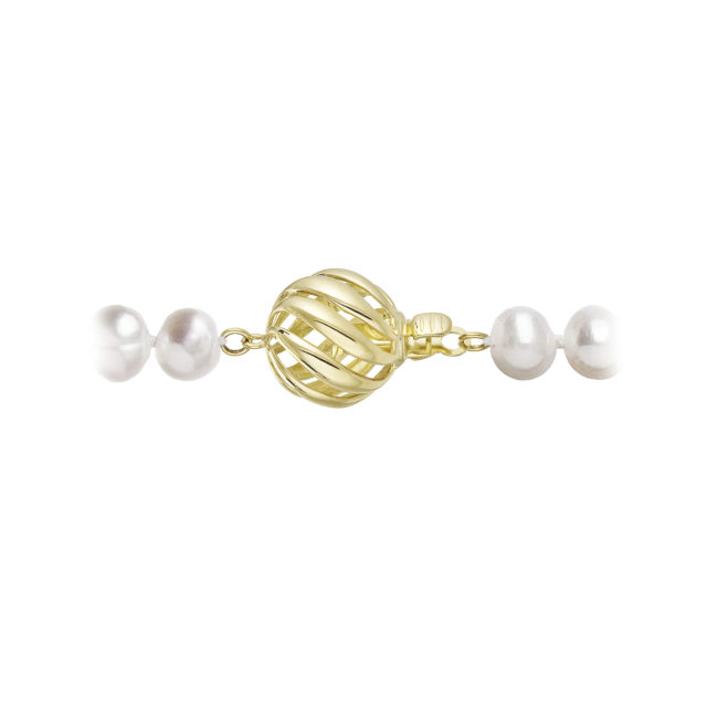 Perlový náramek z říčních perel se zapínáním ze 14 karátového zlata 923001.1/9264A bílý